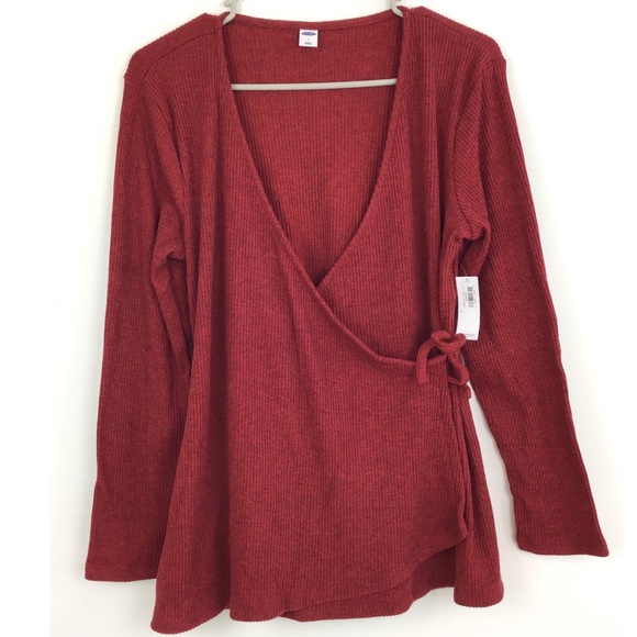 Old Navy Women’s Wrap-Front Red Top - Picture 7 of 8